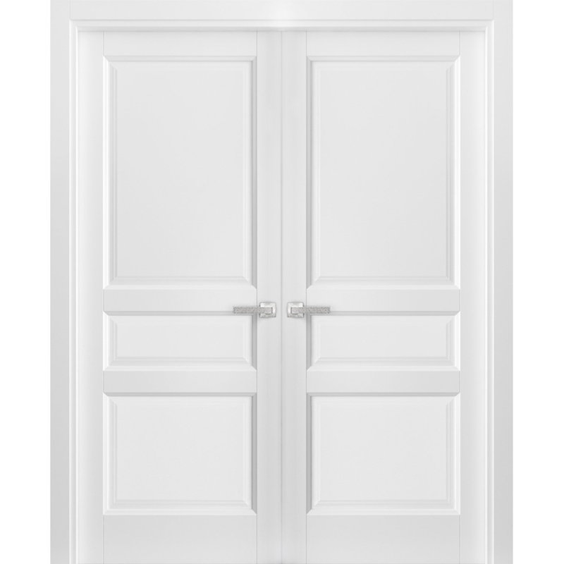 White Double French Panel Doors 60 x 84 with Hardware