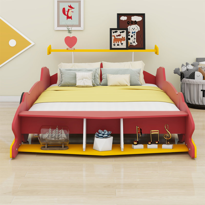 Lit plateforme avec roulettes Race, Rouge / Jaune