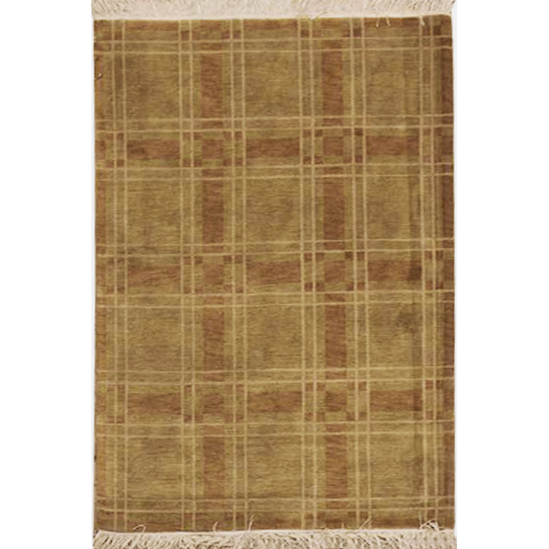 Wool Plaid Area Rug in Brown