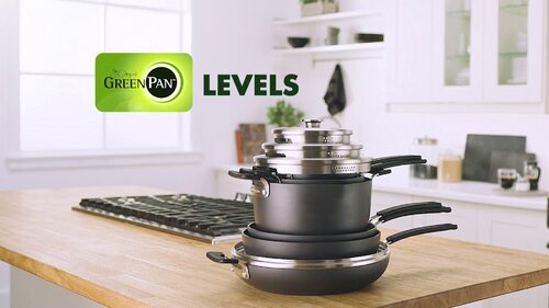 GreenPan Levels 11pc Stackable Hard Anodized Ceramic Nonstick Cookware Set  New
