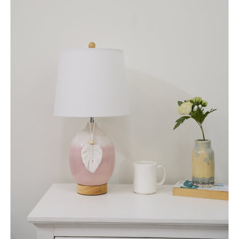 Lampe de table en céramique Damante, Ombre-Pink