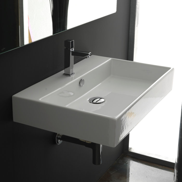 WS Bath Collections Unlimited 17.7'' Ceramic Rectangular Bathroom Sink with Overflow