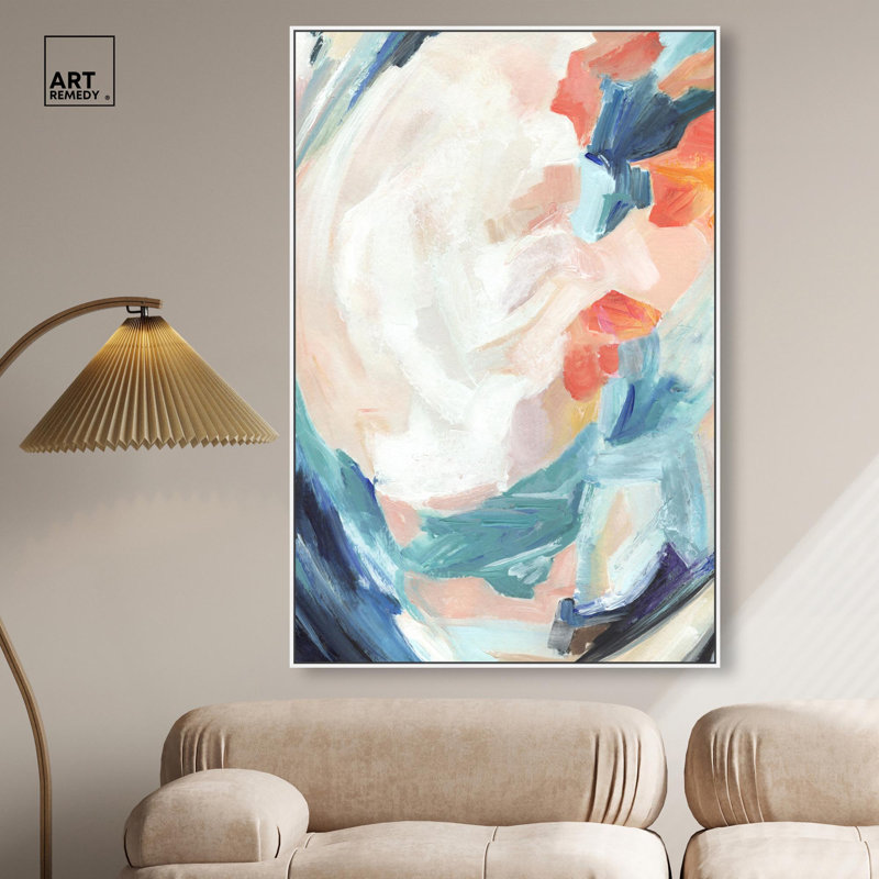 "Modern Beach", reproduction d'art sur toile par Art Remedy, H 31 po x l 21 po, Cadre blanc