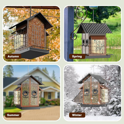 Metal Bird Feeder With Double Suet Cage - Pink
