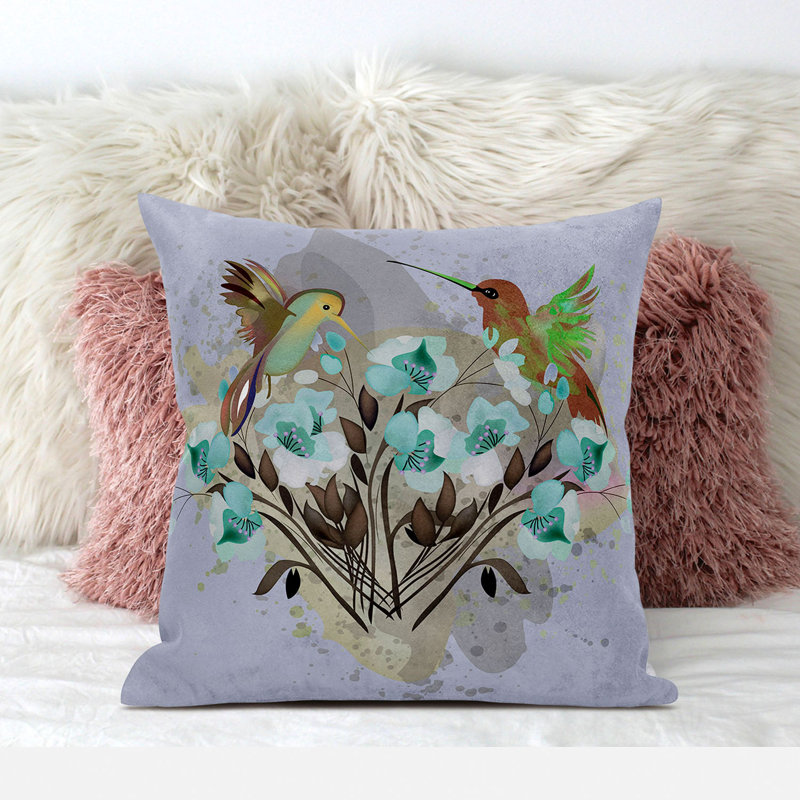 Housse et insert de coussin décoratif en polyester, 16 po x 16 po, Brun / gris