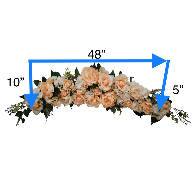 48" Niantic Peony Rose Hydrangea Swag, Beige
