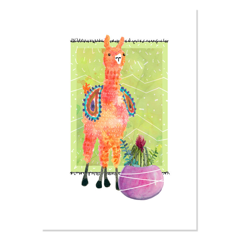 «Rolled Lovely Llama I», impression sur papier, H 40 po x l 28 po x P 1 po