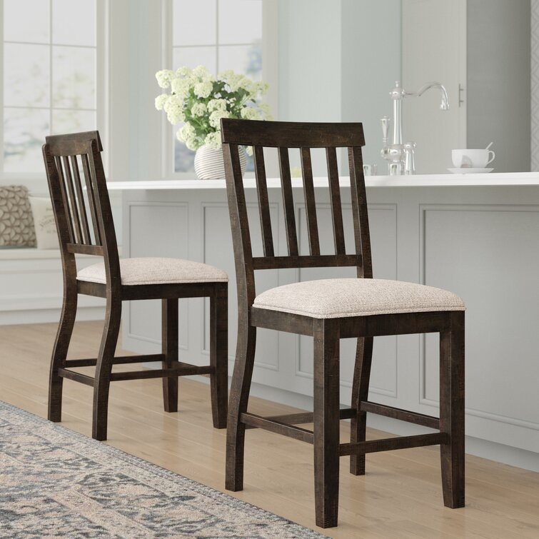 Parthenia 24" Wooden Slat Back Counter Side Chair Set of 2 - Charcoal