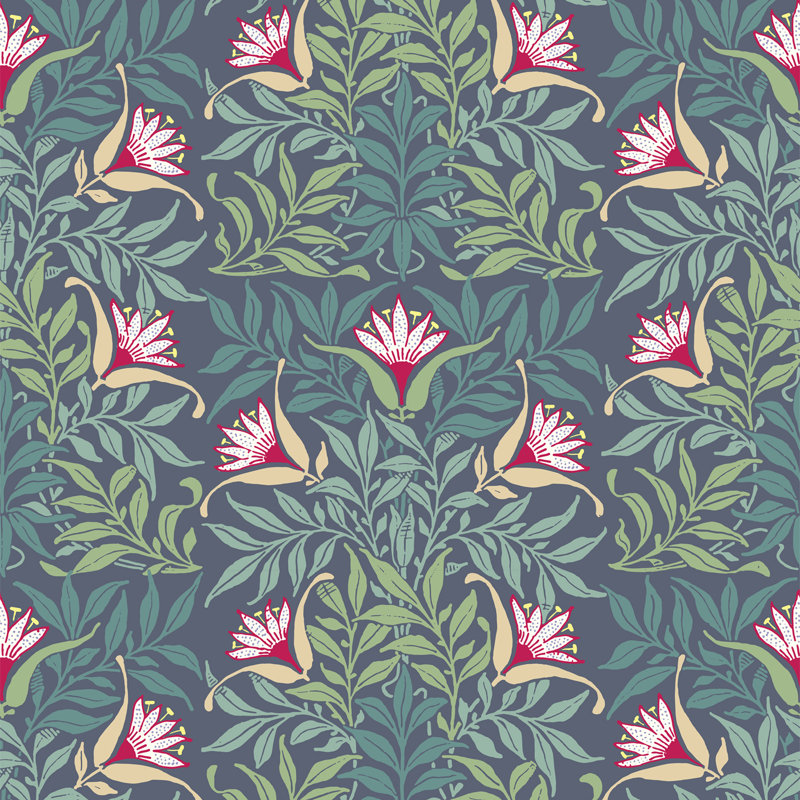 Signature Flowervine 10' L x 24" W Wallpaper Roll, Blue/Green, Self-adhesive