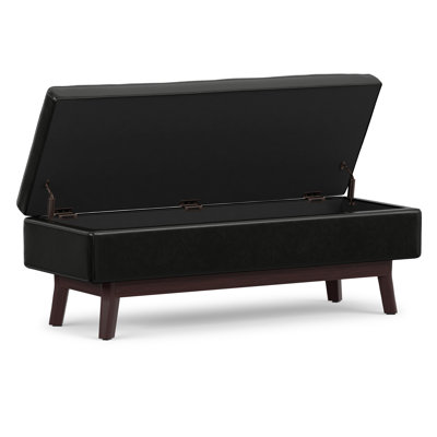 Owen 48"W Upholstered Mid-Century Modern Rectangular Lift-Top Ottoman with Tufted Detail