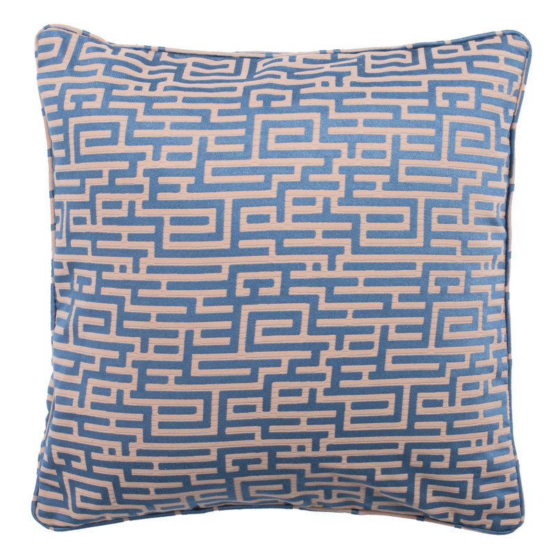 Basma 20'' Blue and Beige Geometric Cotton Pillow