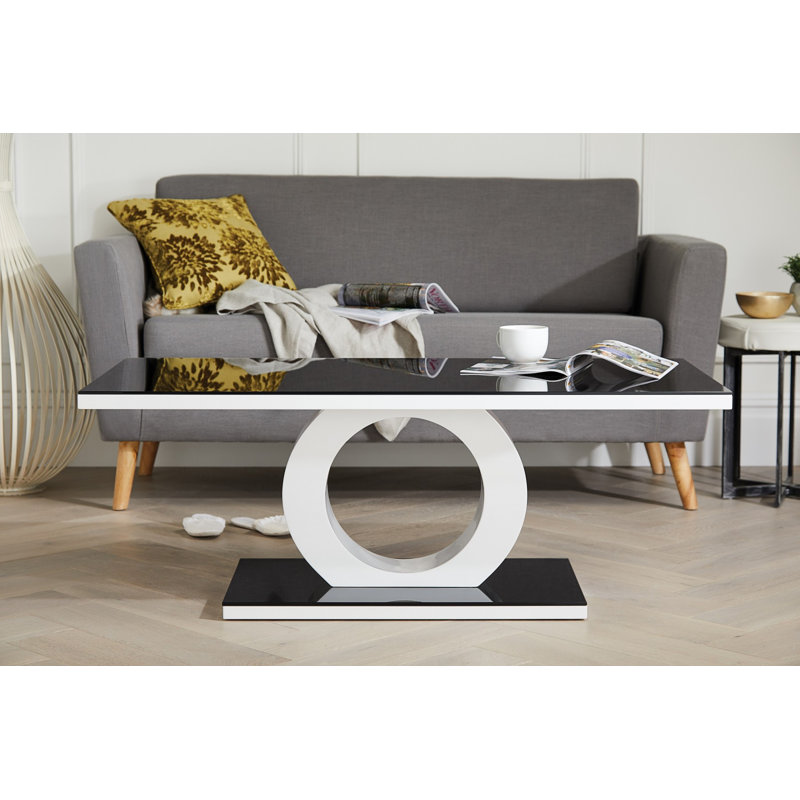 Scottsmoor Unique Halo High Gloss Coffee Table - Modern Design Living Room Table, Black