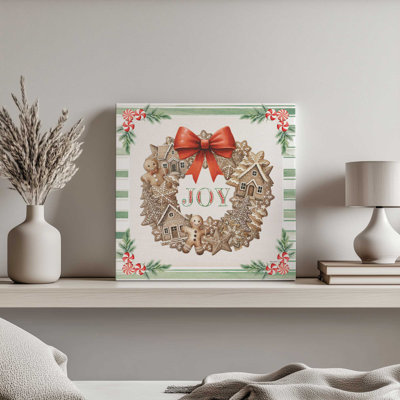 «Joy Gingerbread Wreath» par Nicole DeCamp, reproduction d'art