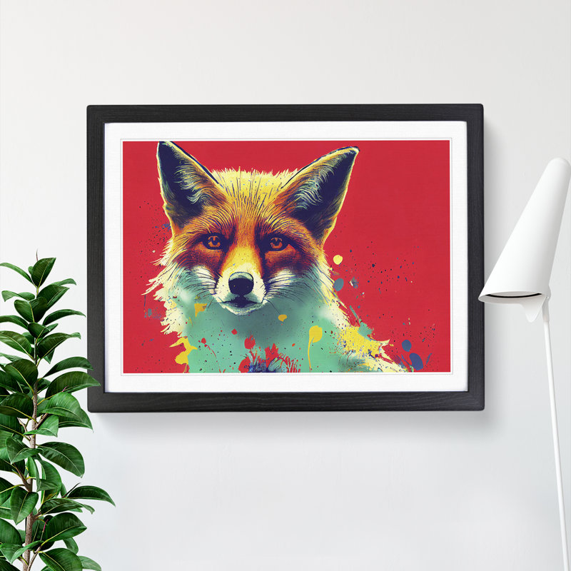 XH1022-6623X Painted Fox Vol.5 Abstract - Single Picture Frame Print, Black Framed, 46cm H x 64cm W x 2cm D