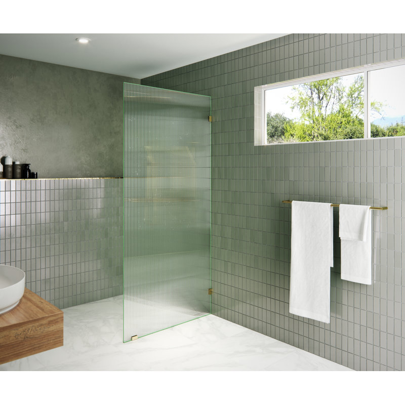 Panneau de douche simple cannelé sans cadre 36 po x 78 po Gaia, Laiton Poli