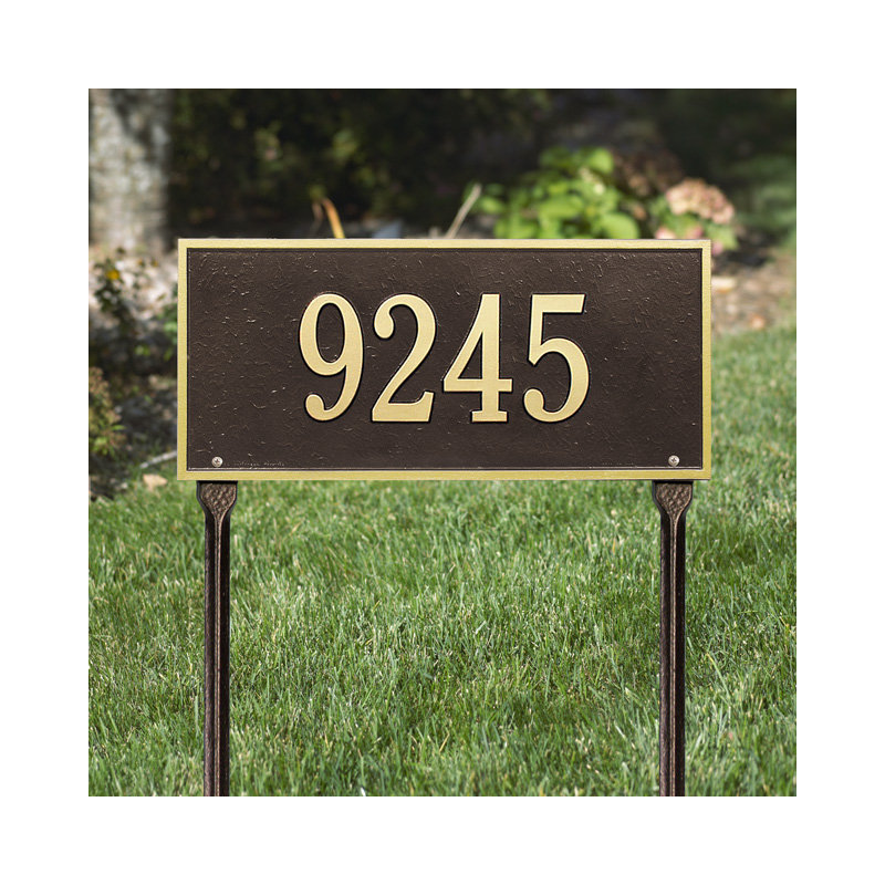 Hartford 1-Line Lawn Address Sign, Black and Gold, Yes