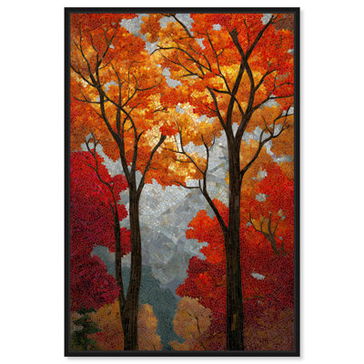 «Pixelated Pines II», reproduction d'art sur toile encadrée par Art Remedy, cadre noir, 20 x 30