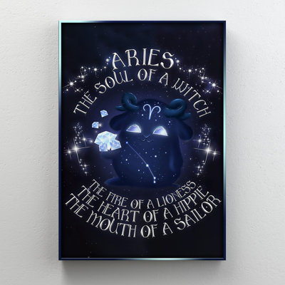 «Black Aries with Diamond - Aries The Soul Of Witch», reproduction d'art graphique sur toile tendue