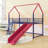 Metal House Twin Loft Bed With Slide, Curtain Set, Guardrails And Ladder-1516796780