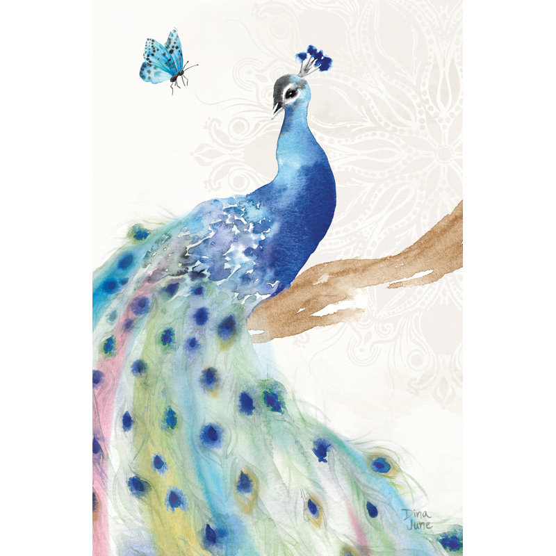 «Peacock Glory II» par Dina June, reproduction d'art sur toile tendue, H 12 po x l 8 po