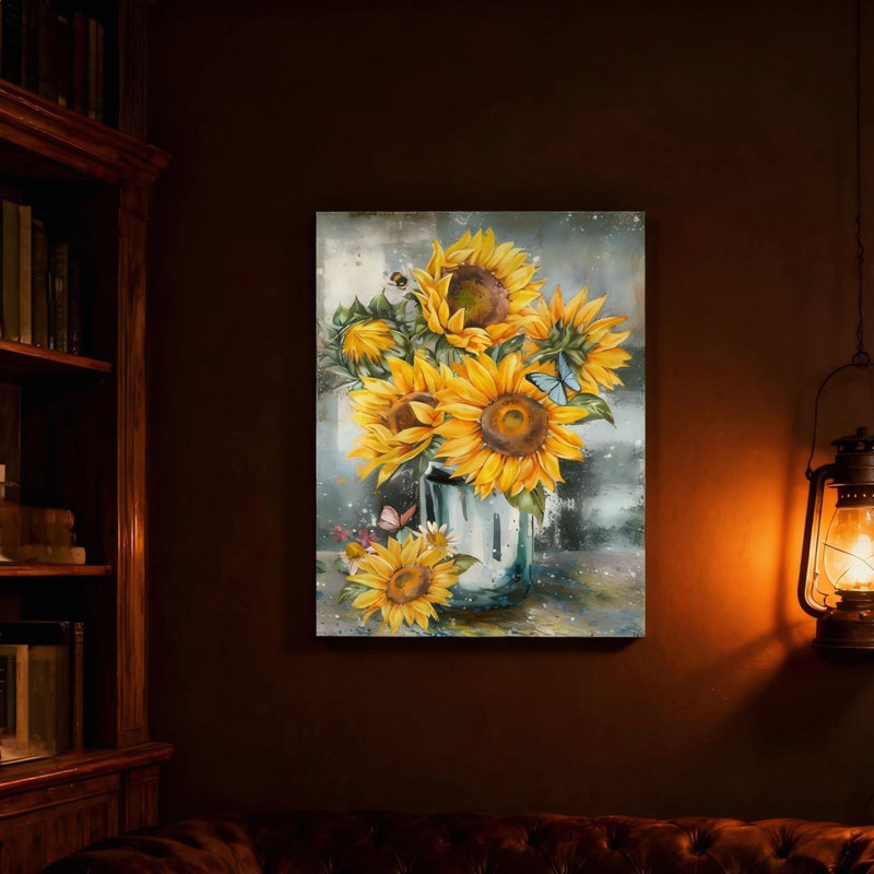 "Rustic Butterfly Flower", art mural sur toile sans cadre 24 po x 32 po