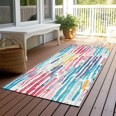 Machine Washable Indoor/Outdoor Cinead ACN1684 White Rug