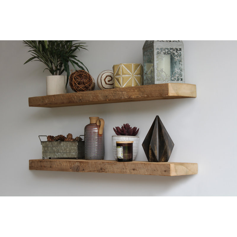 Joao 2 Piece Solid Wood Floating Shelf, Natural, 2" H x 30" W x 7" D