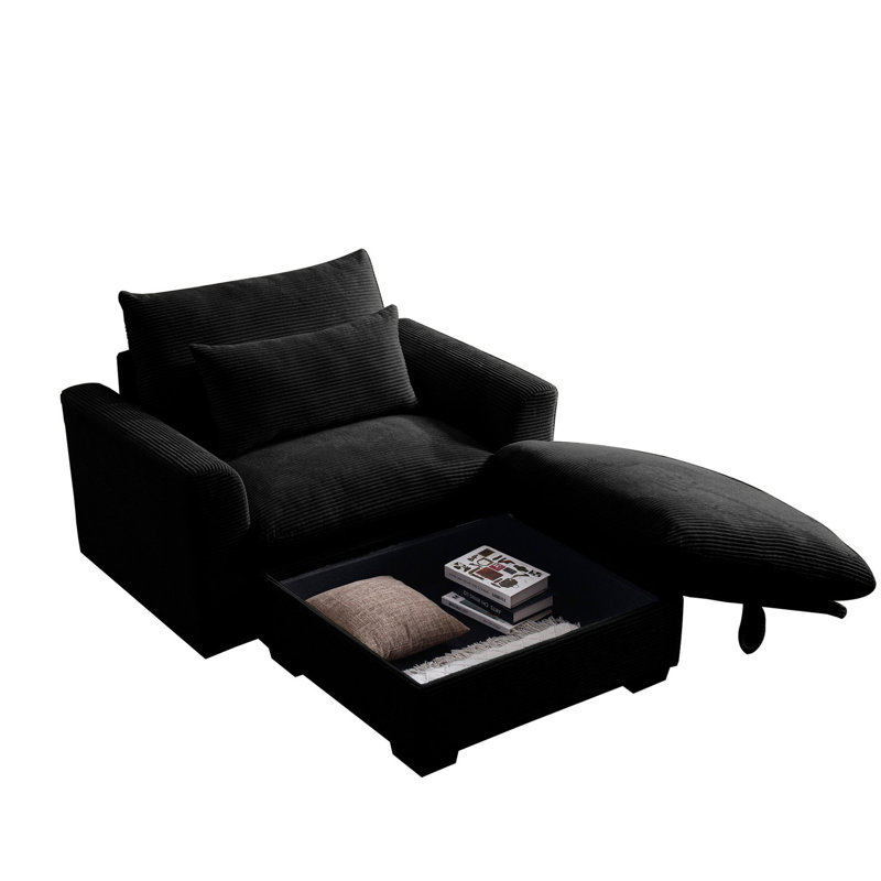 Canapé en U en velours côtelé pour les salons spacieux avec appartement de construction, Black