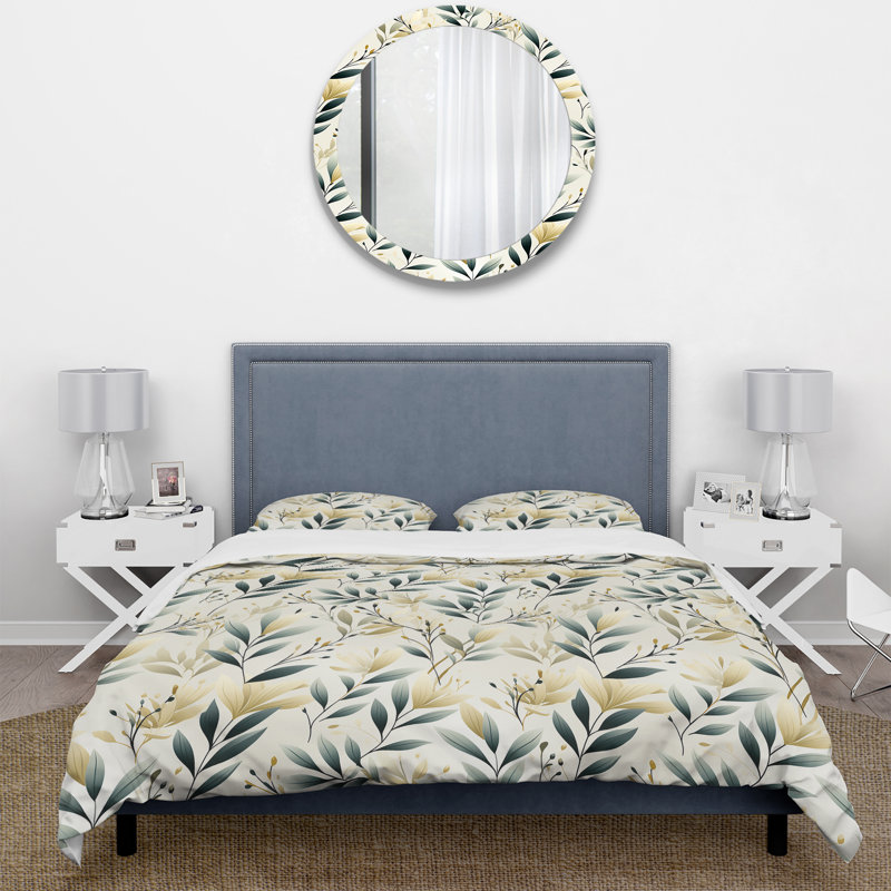 Ensemble de housse de couette Modern Greenery I - Plants, Housse de couette pour grand lit et 2 taies décor