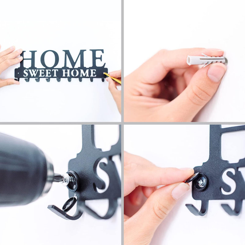 Loriana Iron Wall Organizer with Key Hooks