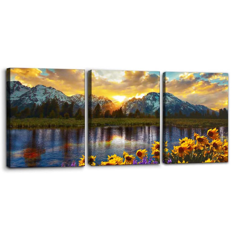 3 Piece Wrapped Canvas Print, 40 cm H x 90 cm W