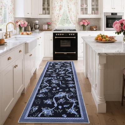 Non-Slip Hallway Runner, Soft Washable Coquette Purple Rug for Kitchen, Bedroom, & Nursery