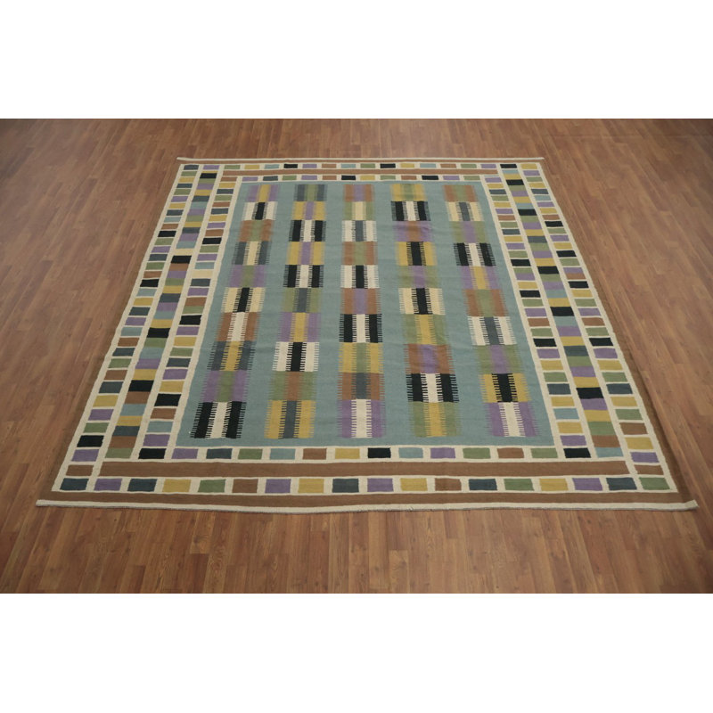 Geometric Kilim Square Wool Area Rug 10x10