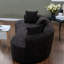 Canapé moderne en forme de croissant, tissu chenille noir, ensemble de salon confortable