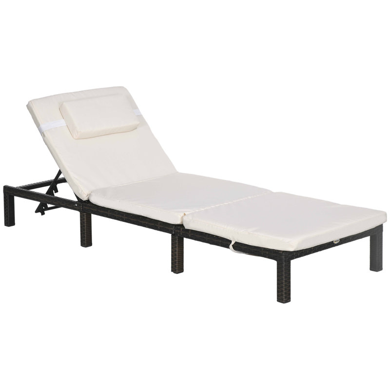 Chaise longue inclinable simple avec coussins 76,8 po mâle, Blanc / Brun