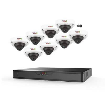 Home Imports Emporium 17 Piece Surveillance System Home Security 16 Channel Dome Camera Setup Metal 4K Ultra High Definition Audio Recording Black Finish