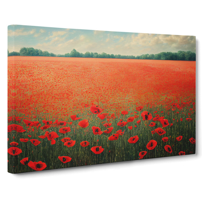Striking Poppy Field Flowers - Wrapped Canvas