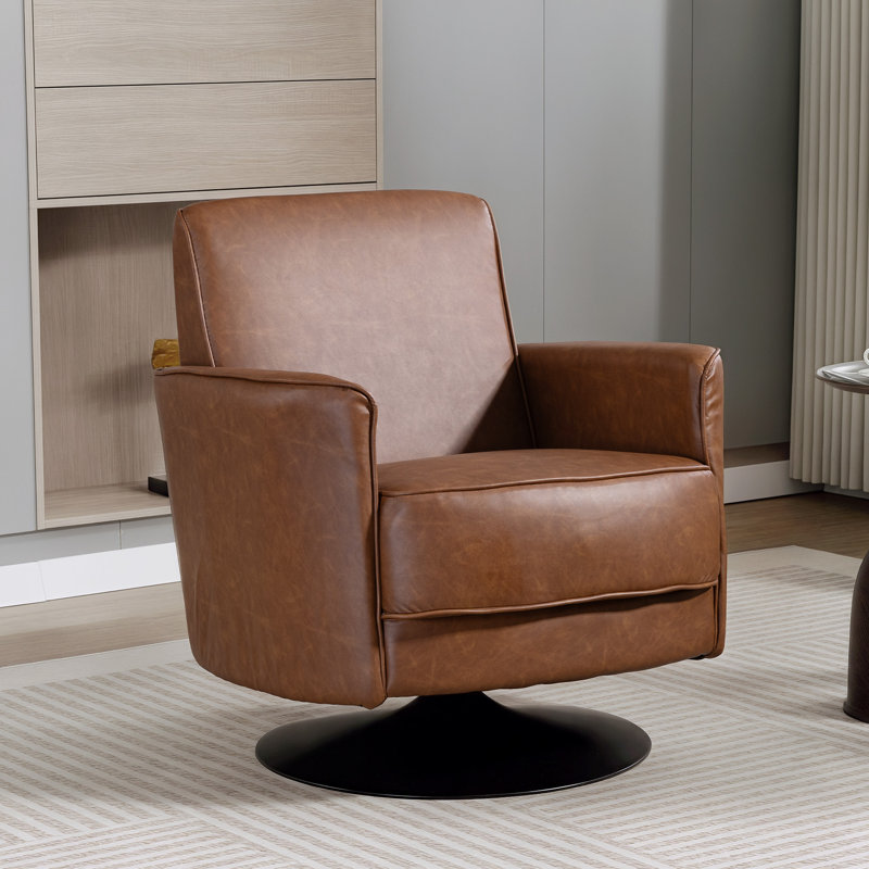 Faux Leather Swivel Armchair