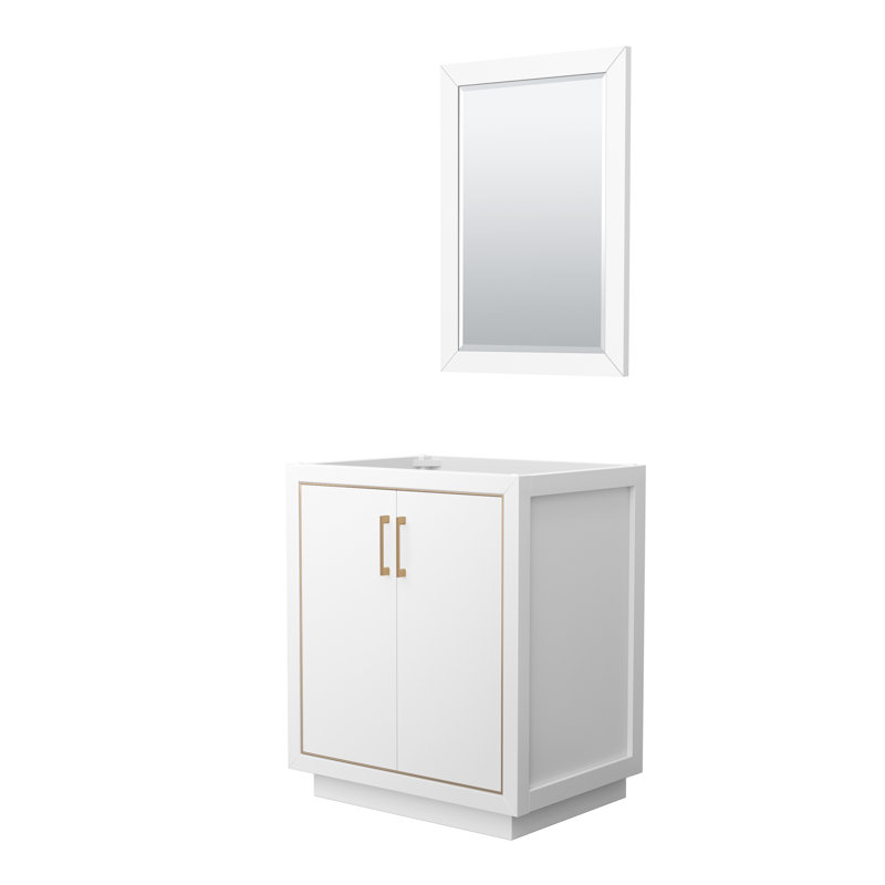 Base de meuble-lavabo simple 59,25 po Icon et miroir seulement, Blanc / bronze satiné