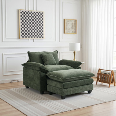 Fauteuil d'appoint surdimensionné 46 po avec repose-pieds en chenille 46 po