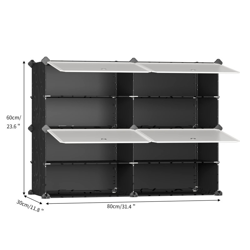 8 Pair Shoe Storage Cabinet, Black