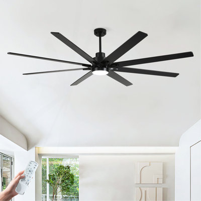 8 PCS Plywood Reversible Blades  Ceiling Fan With Light Kit 3 Color  Dimmable LED, DC 6 Speed ,Remote Control Ceiling Fan  for Patio Living Room, Bedroom, Office,Indoor.