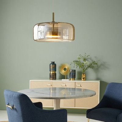 Luminaire suspendu moderne en verre ambré à DEL
