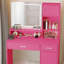 Bureau de coiffeuse avec miroir et bande lumineuse à DEL; Coiffeuse avec grand tiroir-118032937