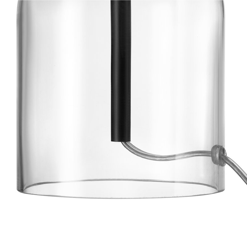 Lampe de table 15 po, base en verre, finition noir mat, abat-jour en lin blanc, douille rotative sur interrupteur, cordon transparent de 5 pieds, chambre à coucher, décoration intérieure, table de chevet