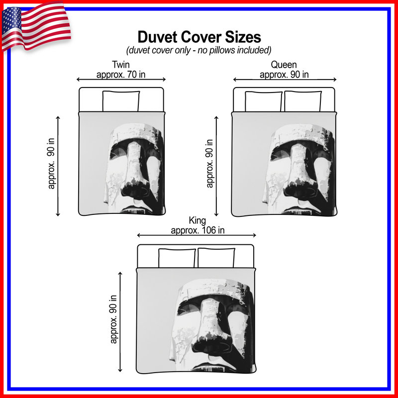 Housses de couette Moai Statue Illustration, Queen