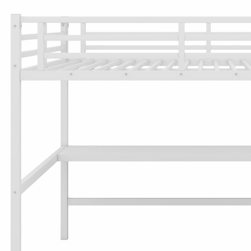 Metal Loft Bed With Power Outlet And LED Lighted, White