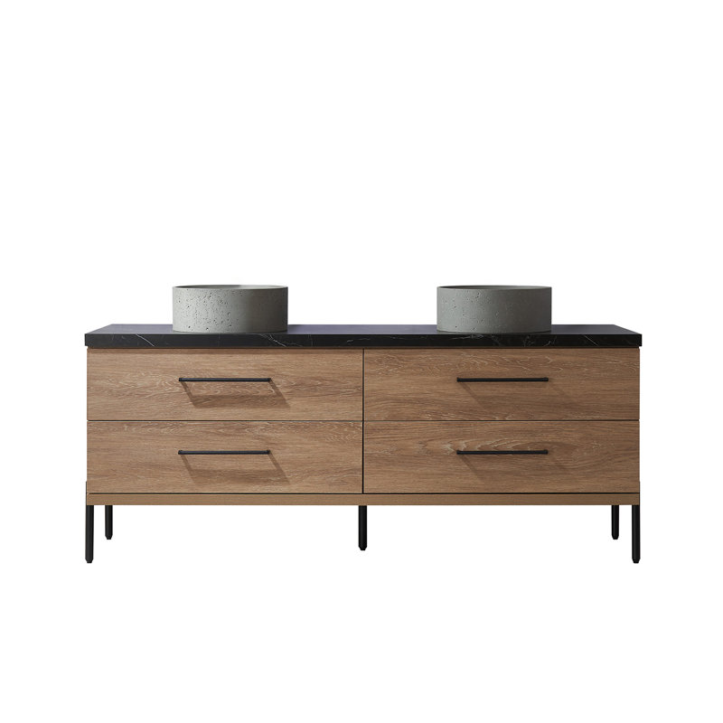 Northup 72'' Double Bathroom Vanity with Stone Top