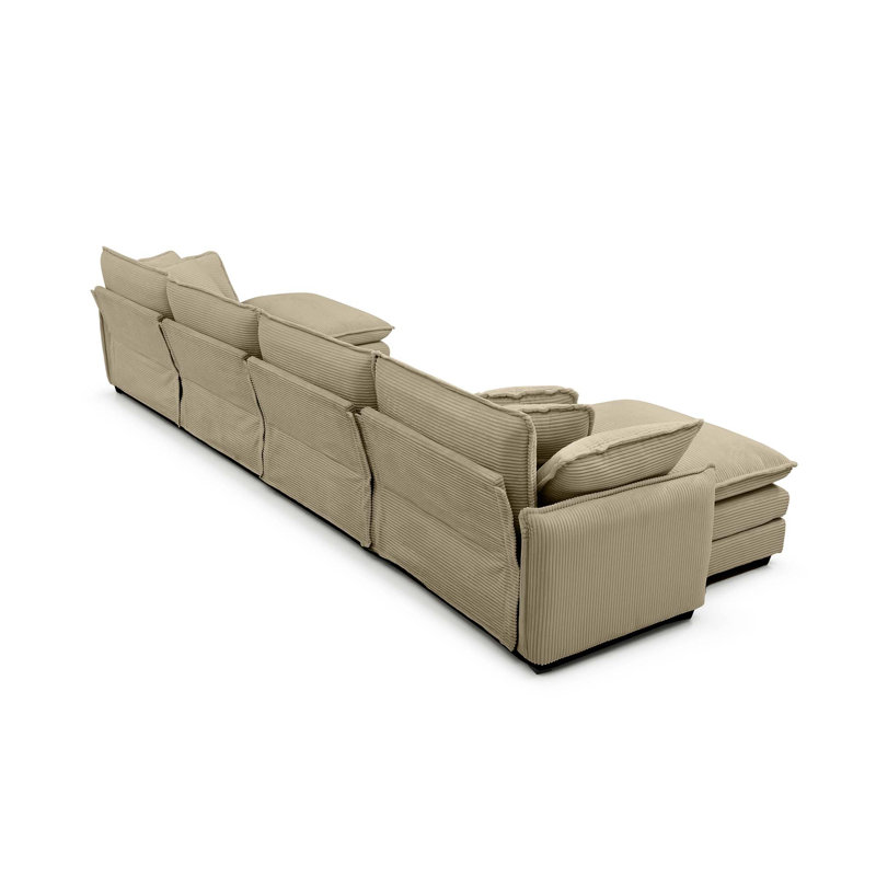 Canapé Bequette, H 34 po x l 150 po x P 34,5 po, 4, Velours côtelé brun clair