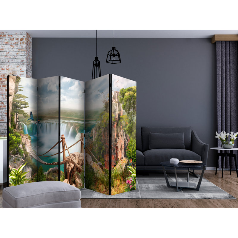 225 cm W x 172 cm H 5 - Panel Solid Wood Folding Room Divider